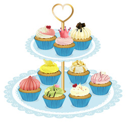 A tray with cupcakes