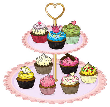 A cupcake tray with cupcakes