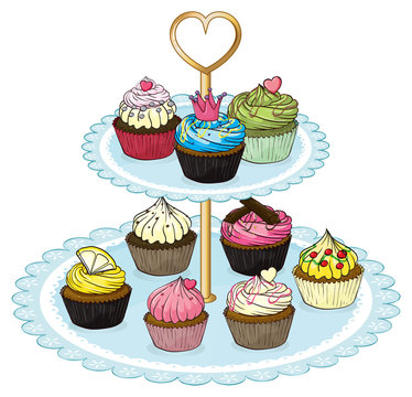 A cupcake tray full of cupcakes