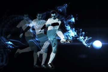 Obraz na płótnie Canvas Composite image of football player in white kicking