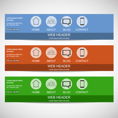 Web header in flat design style