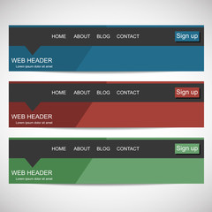 Web header in flat design style