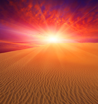 Sunset over dunes