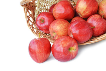 Red apples on white