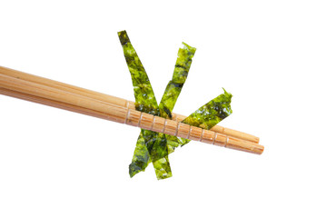 Fried seaweed on white background
