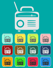 Retro Radio icon Illustration with Color Variations (Vector)