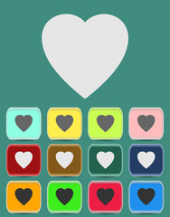 human heart icons or symbols for love - simple vector graphic.