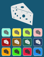 Cheese Icon with color variations, vector