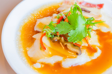 Steamed fish with soy sauce