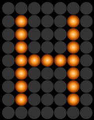 H orange dotted digital led alphabet