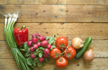 organic vegetables on a wooden background