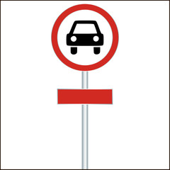 Red Sign with Car - vector illustration