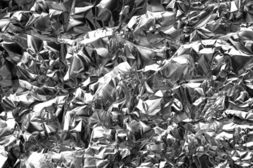 background of silver wrinkled foil