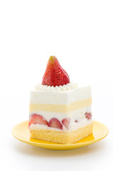 Strawberry cheesecake isolated on white background