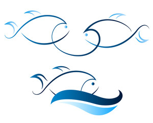 Vector silhouette of fishes