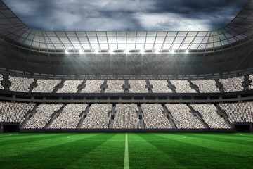 Fototapeta na wymiar Large football stadium with fans in white