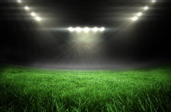 Football pitch with bright lights