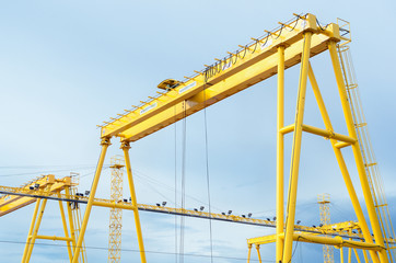 Structural in construction site against the blue sky