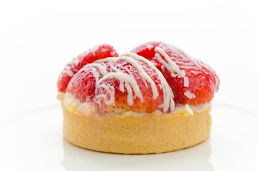 Strawberry tart isolated on white