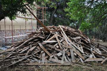 pile of wooden planks