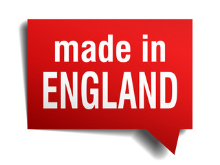 made in England red  3d realistic speech bubble