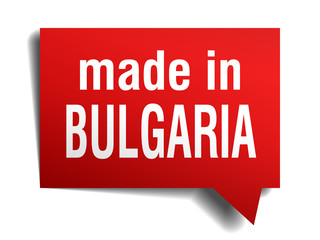made in Bulgaria red  3d realistic speech bubble