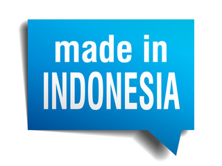 made in Indonesia blue 3d realistic speech bubble