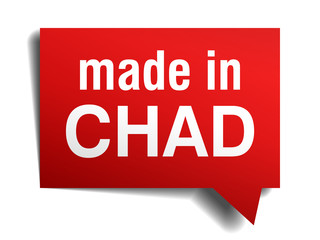 made in Chad red  3d realistic speech bubble 