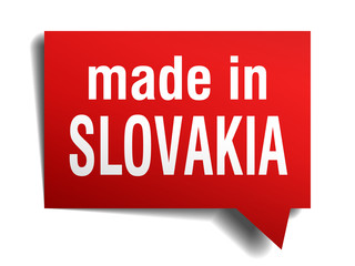 made in Slovakia red  3d realistic speech bubble 