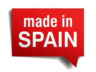 made in Spain red  3d realistic speech bubble 