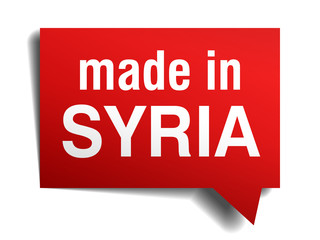 made in Syria red  3d realistic speech bubble 