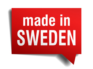 made in Sweden red  3d realistic speech bubble 