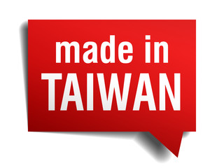 made in Taiwan red  3d realistic speech bubble