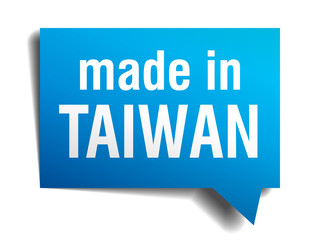made in Taiwan blue 3d realistic speech bubble 