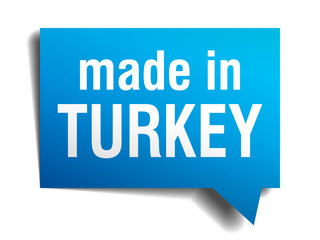 made in Turkey blue 3d realistic speech bubble 