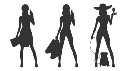 Silhouette glamor business woman shopping