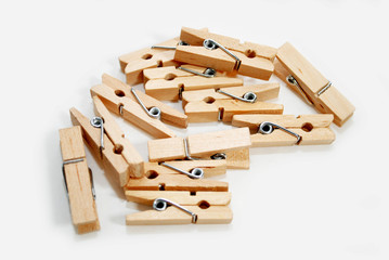 A Cluster of Old Wooden Clothes Pins