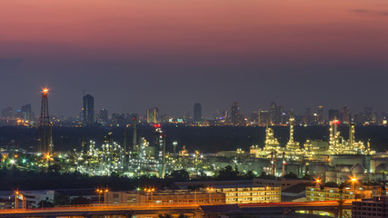 Fototapeta na wymiar Panorama view of oil refinery factory