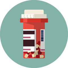 Vector pill bottle with capsule pills