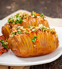 Baked potato with cheese and butter