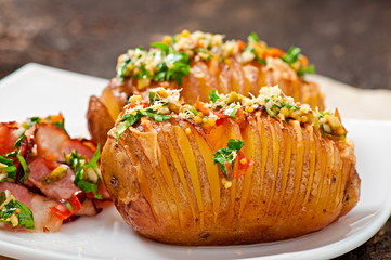 Baked potato with cheese and butter