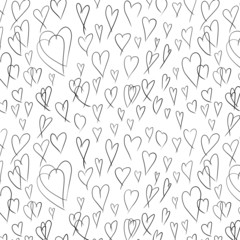 doodle seamless pattern with hand painted hearts