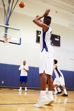 Male High School Basketball Player Shooting Penalty