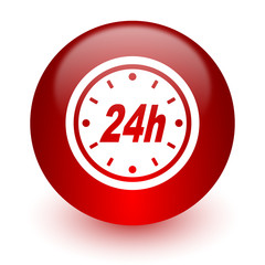 24h red computer icon on white background