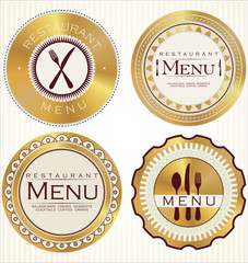 Set of golden restaurant labels