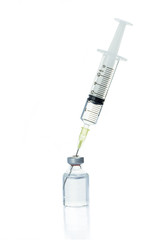 Glass Medicine Vial and botox or flu with medical Syringe