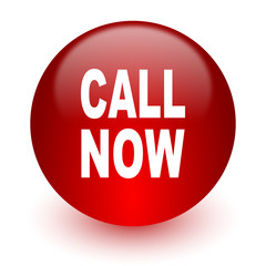call now red computer icon on white background