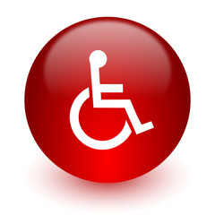 wheelchair red computer icon on white background