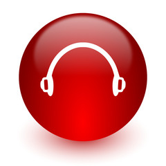 headphones red computer icon on white background