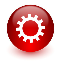 gear red computer icon on white background